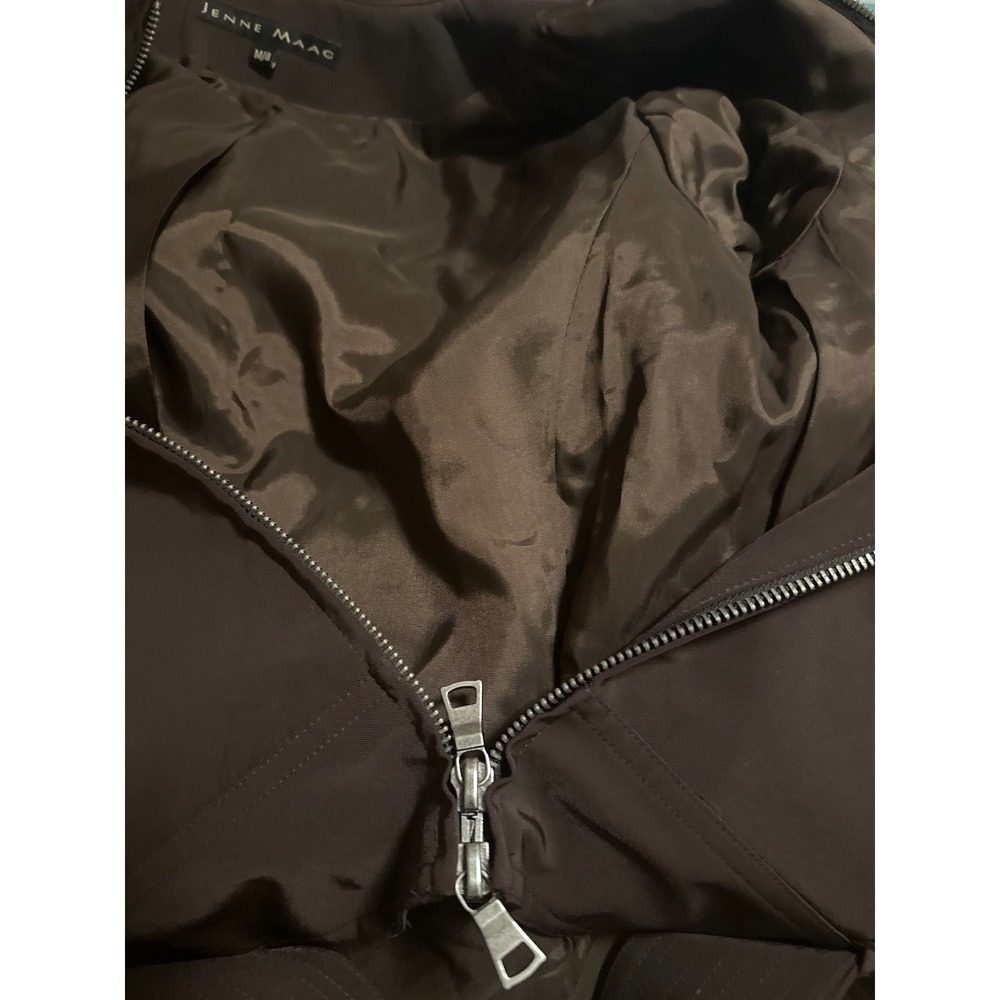 Jenne Maac Vintage Brown Zip Up Belted Jacket Mock Neck Made in USA Size M 8 - Picture 5 of 7